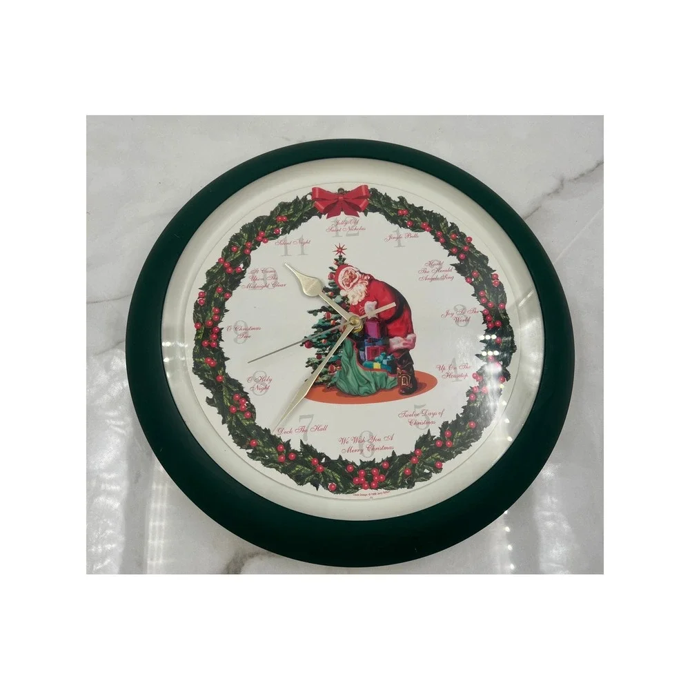 Mark Feldstein Christmas Melody Musical Christmas Wall Clock Vintage Jerry Schur